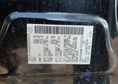 2021 Nissan Rogue S Fwd z USA, uszkodzony, nr VIN 5N1AT3AA0MC723352